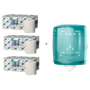 Pack inicial Distribuidor de Papel Higiénico de Rollo Central e Papéis de Limpeza Plus