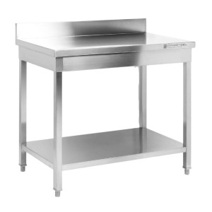 Mesa Inox com Espaldar e Prateleira Dynasteel - Robusta e Prática