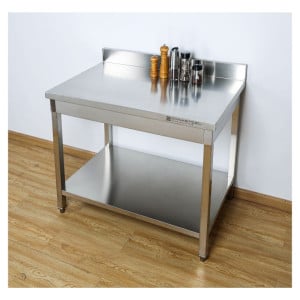 Mesa Inox com Espaldar e Prateleira Dynasteel - Robusta e Prática