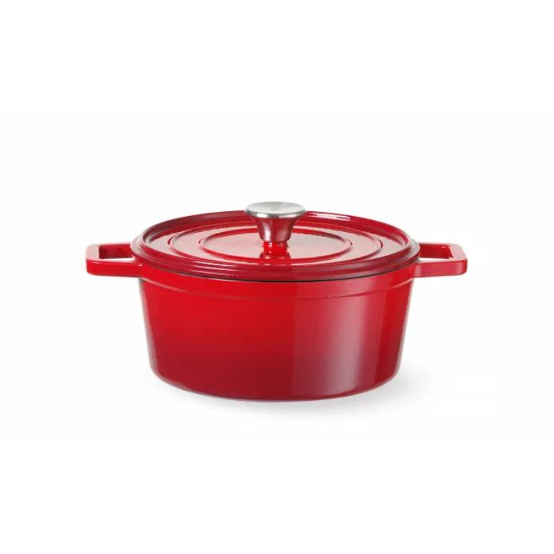 Cocotte de Ferro Fundido Esmaltado Vermelho - 3,7 L HENDI: cozinha profissional e versátil