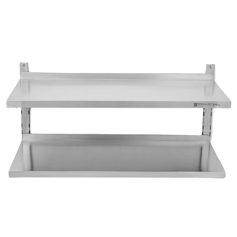 Prateleira de Parede em Inox em Cremalheiras 2 Níveis - L 1000 x P 400 mm