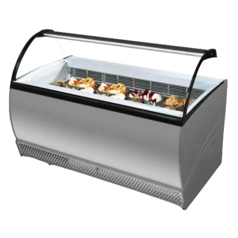 Vitrine de Sorvete com Protetor de Hálito em Vidro Curvado - 13 x 5 L