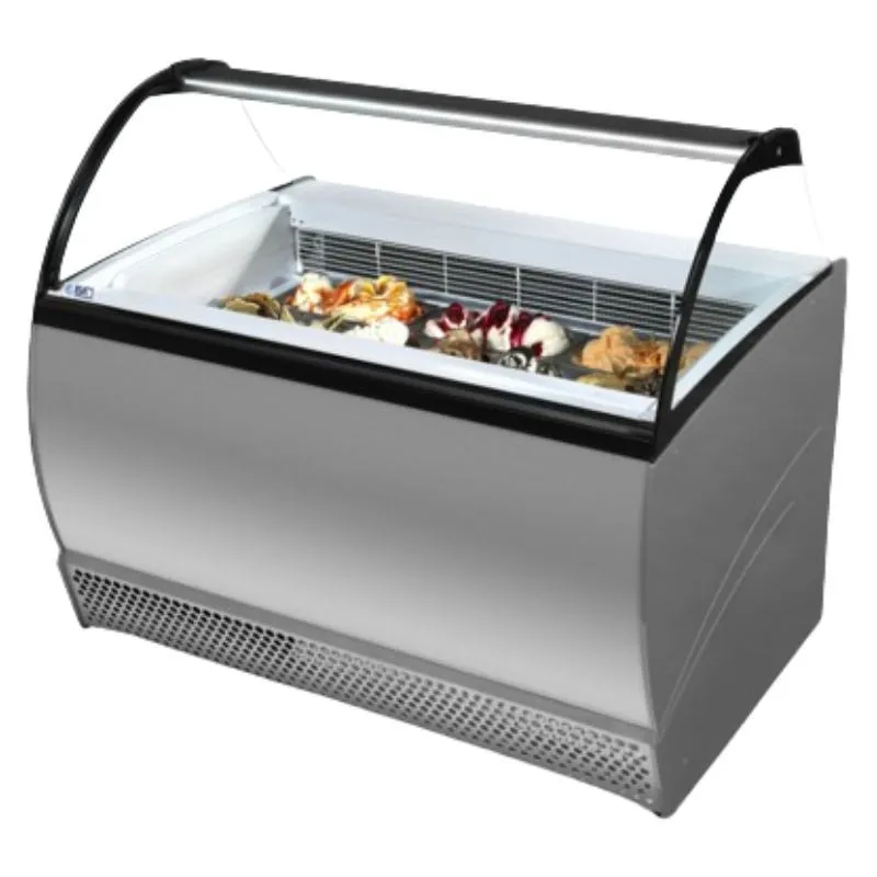 Vitrine de Sorvete com Protetor de Hálito em Vidro Curvado - 10 x 5 L