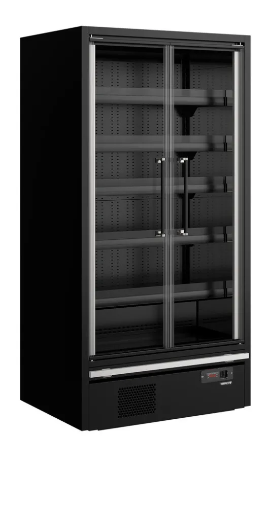 Vitrine Refrigerada de Supermercado Preta - 2 Portas de Vidro - 472 L