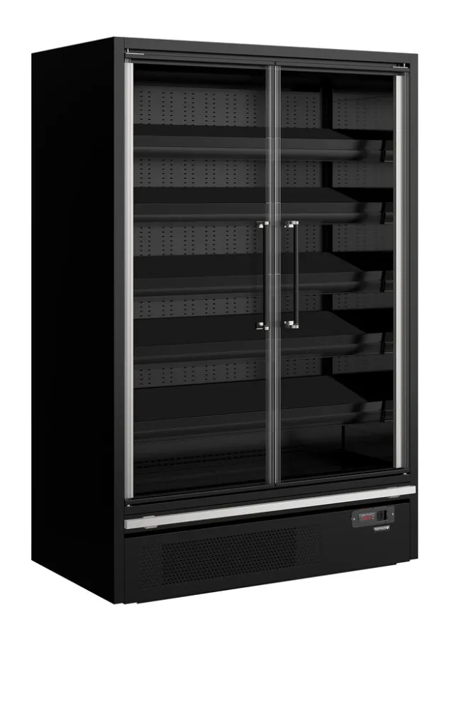 Vitrine Refrigerada de Supermercado Preta - 2 Portas de Vidro - 629 L