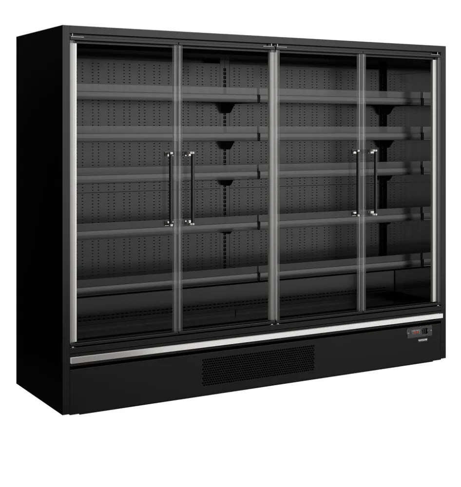 Vitrine Refrigerada de Supermercado Preta - 4 Portas de Vidro - 1258 L