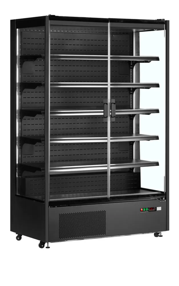 Vitrine Refrigerada de Supermercado Preta - 2 Portas de Vidro - 764 L