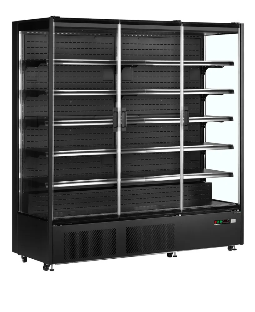 Vitrine Refrigerada de Supermercado Preta - 3 Portas de Vidro - 1147 L