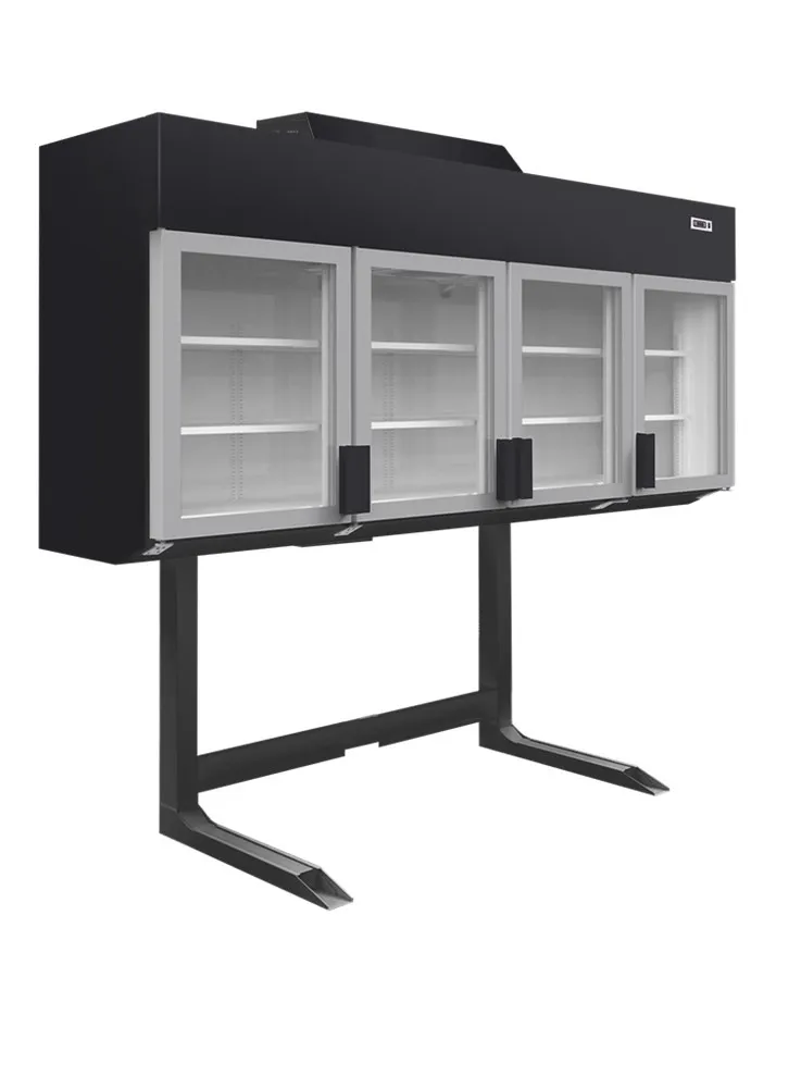 Congelador Armário de Parede de Supermercado Preto - 4 Portas - 650 L