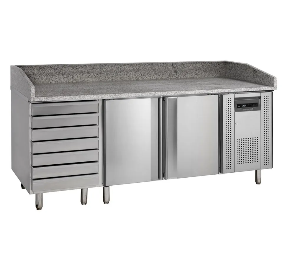 Mesa para Pizza em Inox - 2 Portas e 7 Gavetas