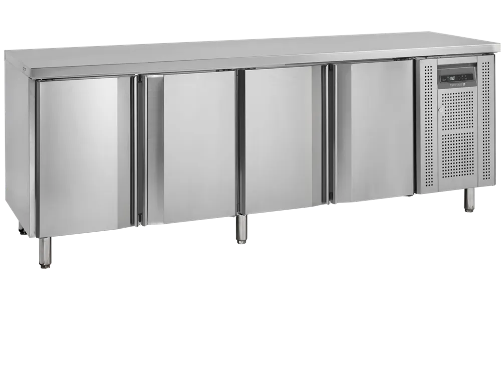 Mesa Refrigerada Negativa em Inox - 4 Portas - GN 1/1
