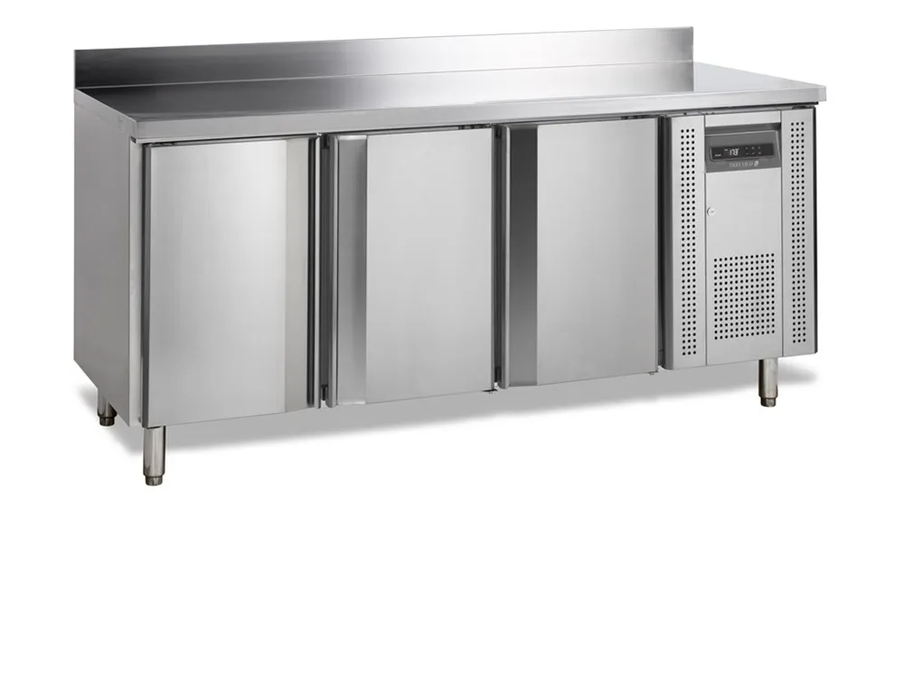Mesa Refrigerada Negativa em Inox com Backsplash - 3 Portas - 345 L