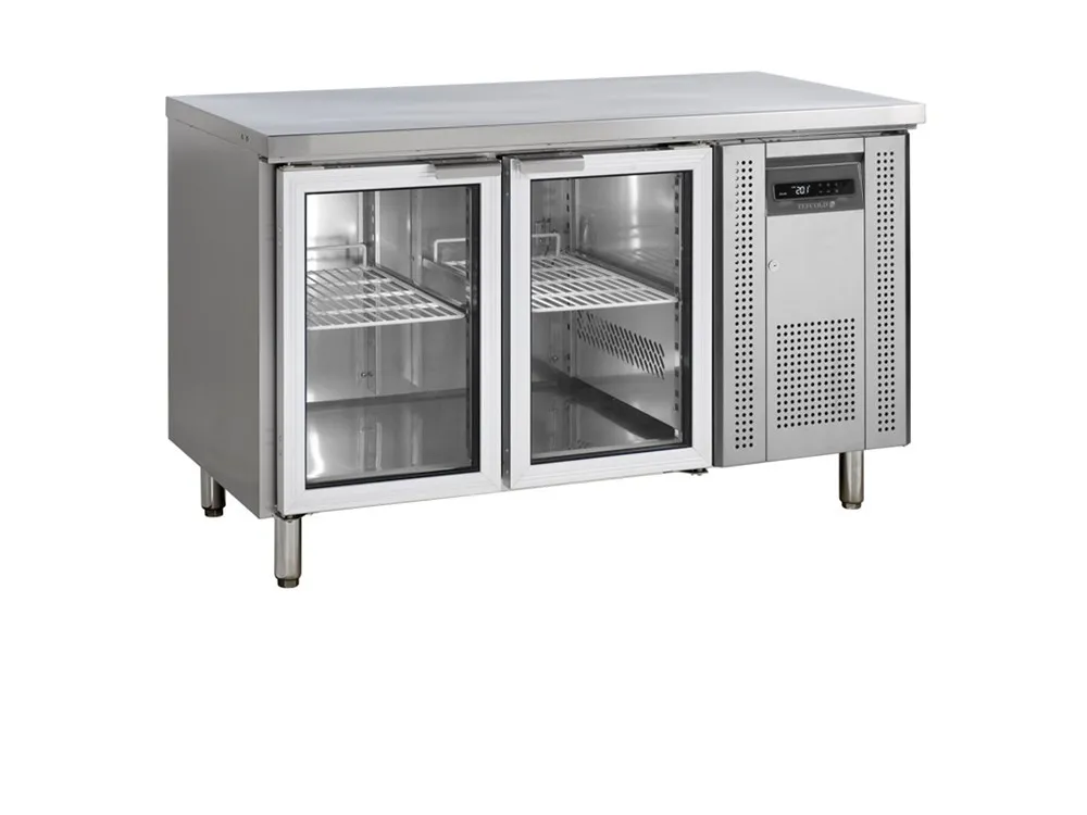 Mesa Refrigerada Positiva em Inox - 2 Portas de Vidro - GN 1/1