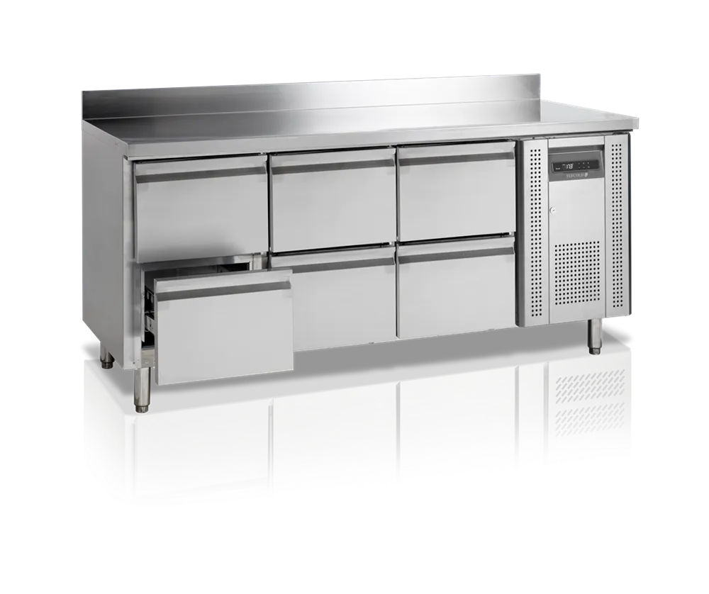 Mesa Refrigerada Positiva com Backsplash em Inox - 6 Gavetas GN 1/1