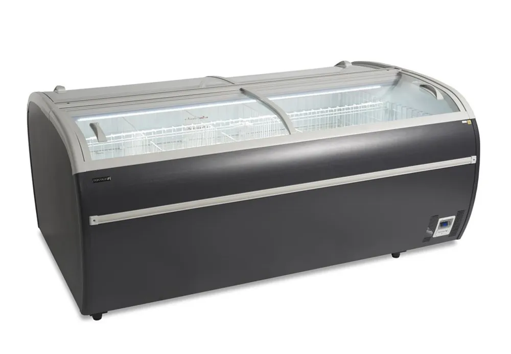 Congelador 2 Tampas Vidro Curvado Cinza 1255 L