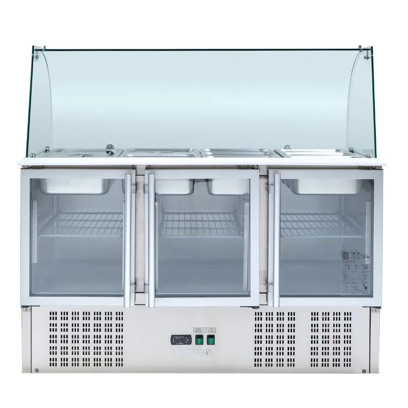 Saladette Refrigerada 4 GN 1/1 - 3 Portas de Vidro
