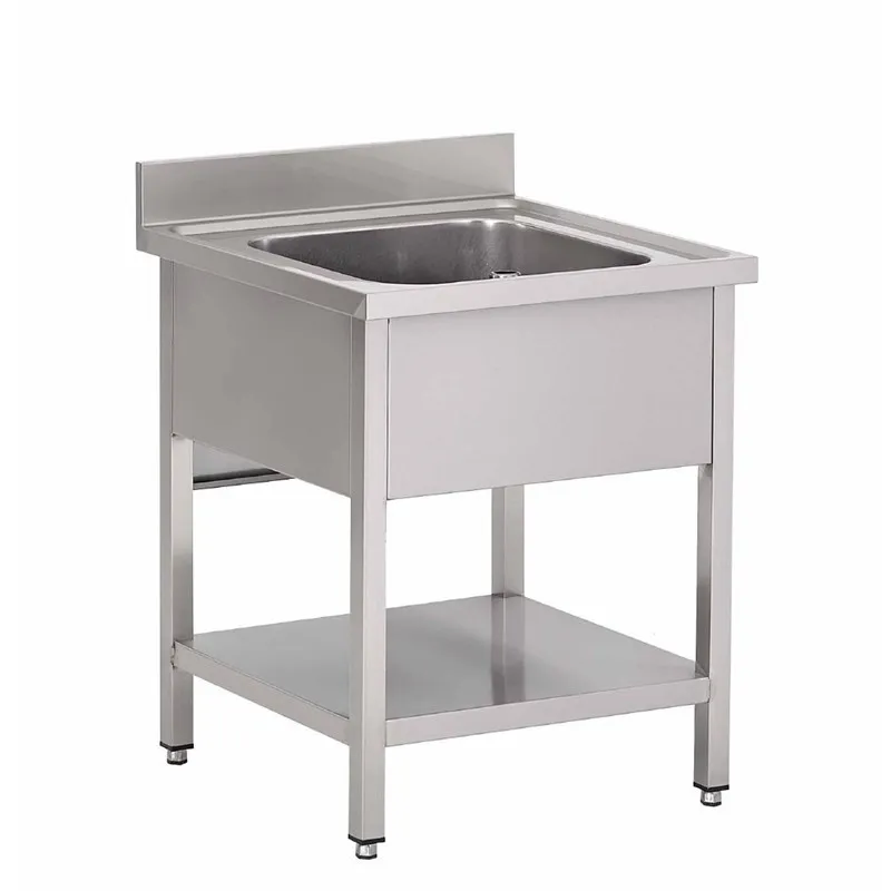 Pia em Inox Com Prateleira Inferior 1 Cuba - L 700 x P 700 mm - Recondicionada