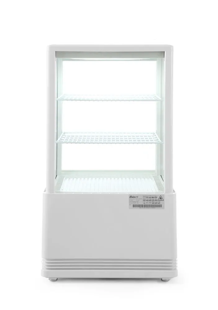 Vitrina refrigerada preta com 4 faces de vidro - 58 L