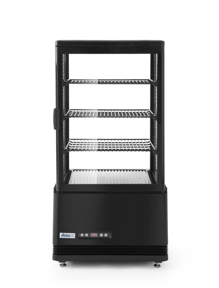 Vitrina Refrigerada Preta 4 Faces de Vidro - 68 L