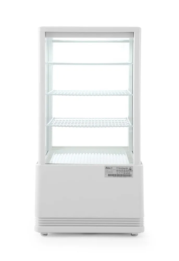 Vitrina refrigerada branca com 4 faces de vidro - 68 L