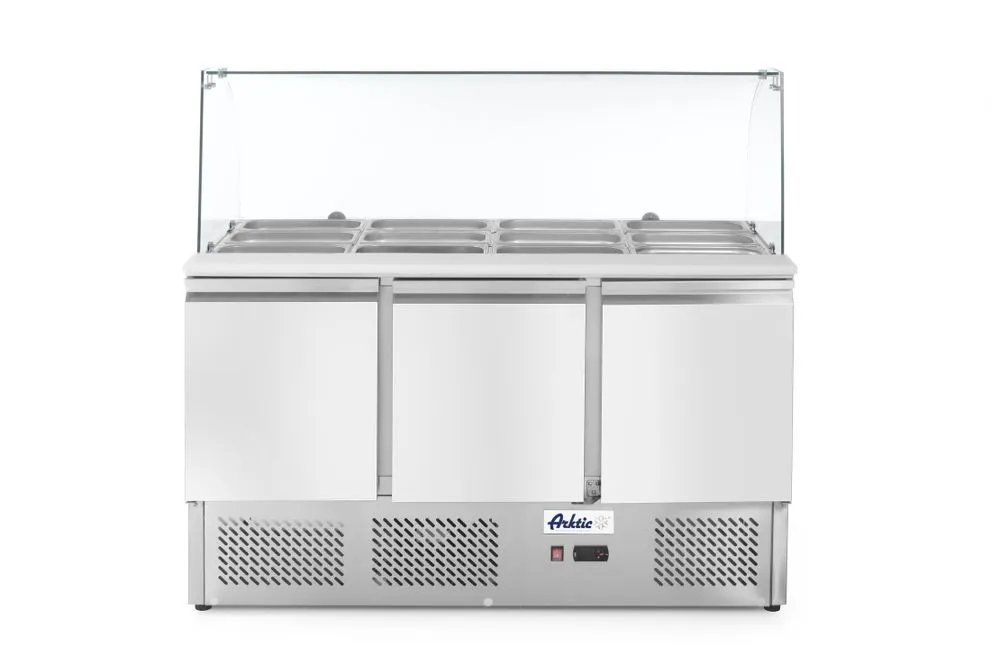 Balcão de 3 Portas com Vitrine Refrigerada em Vidro - 380 L
