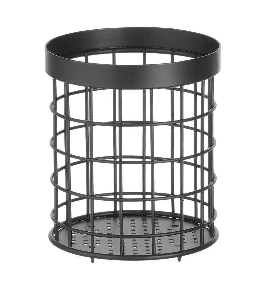 Porta-talheres cilíndrico preto