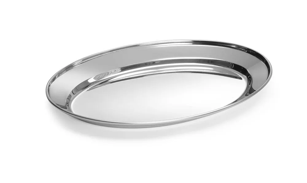 Prato Oval em Aço Inoxidável - 300 x 220 mm