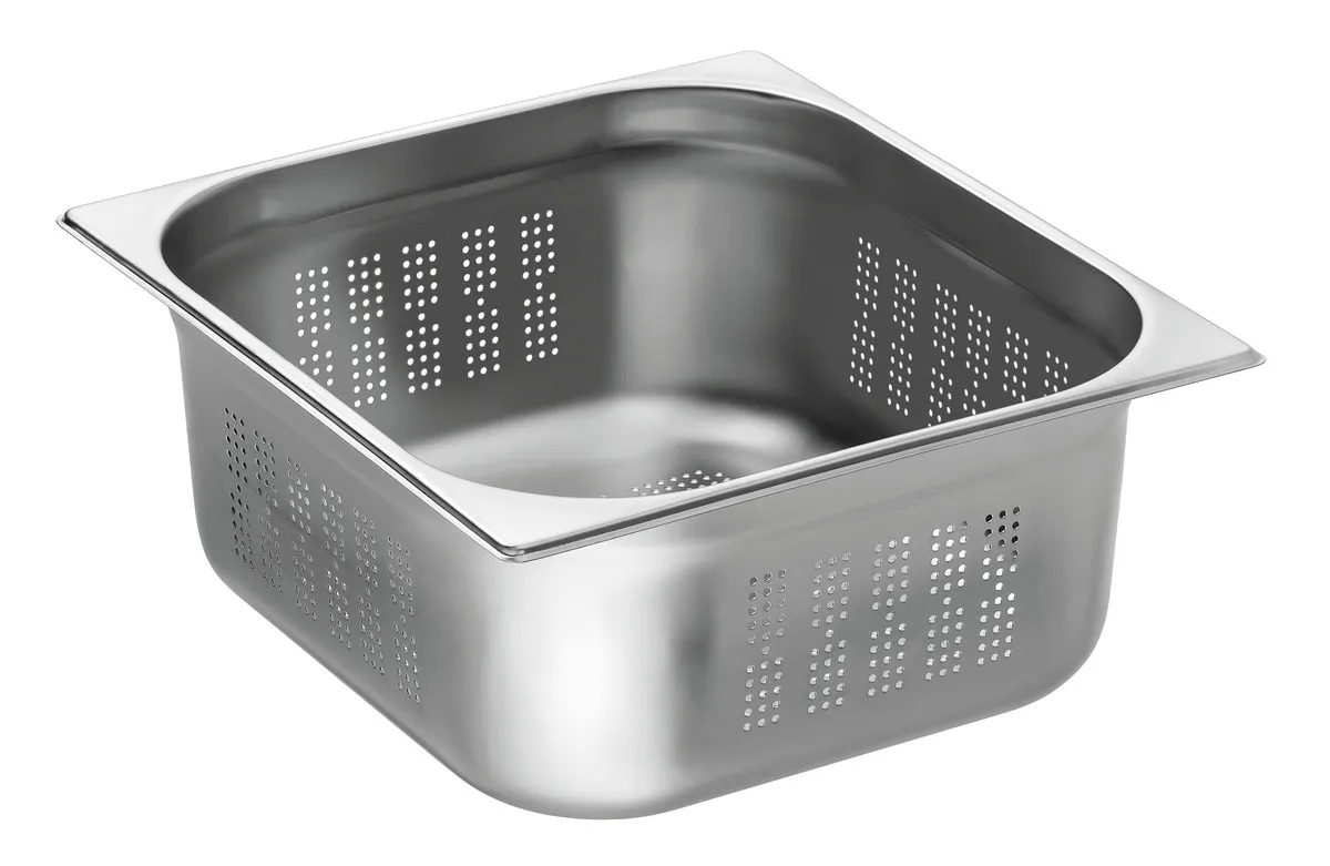 Bandeja gastronômica perfurada GN 2/3 em aço inoxidável - Profundidade 150 mm - 13 L