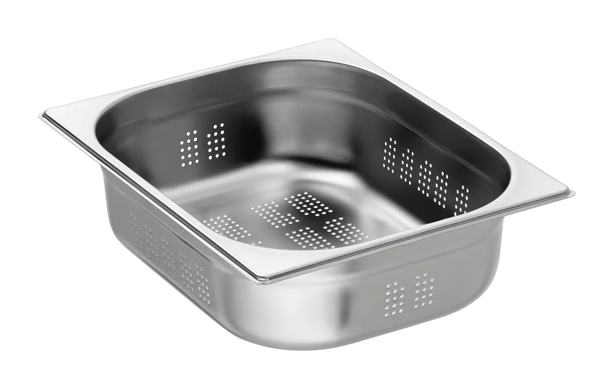 Bandeja Gastronorm GN 1/2 Perfurada em Aço Inoxidável - Profundidade 100 mm - 6,5 L