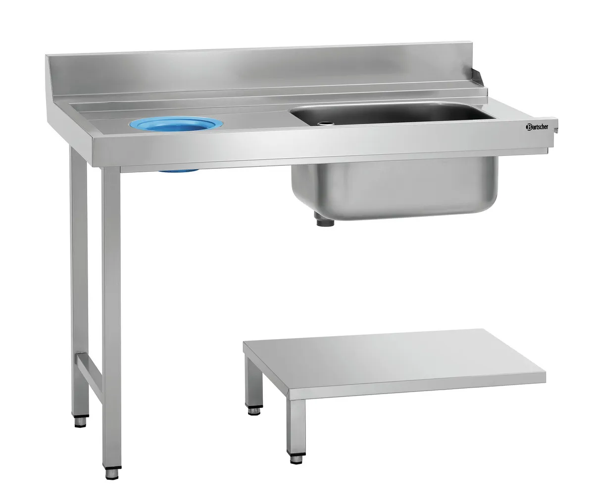 Mesa de Triagem com 1 Recipiente e 1 Buraco Vazio para Resíduos - Esquerda - L 1200 x P 720 mm