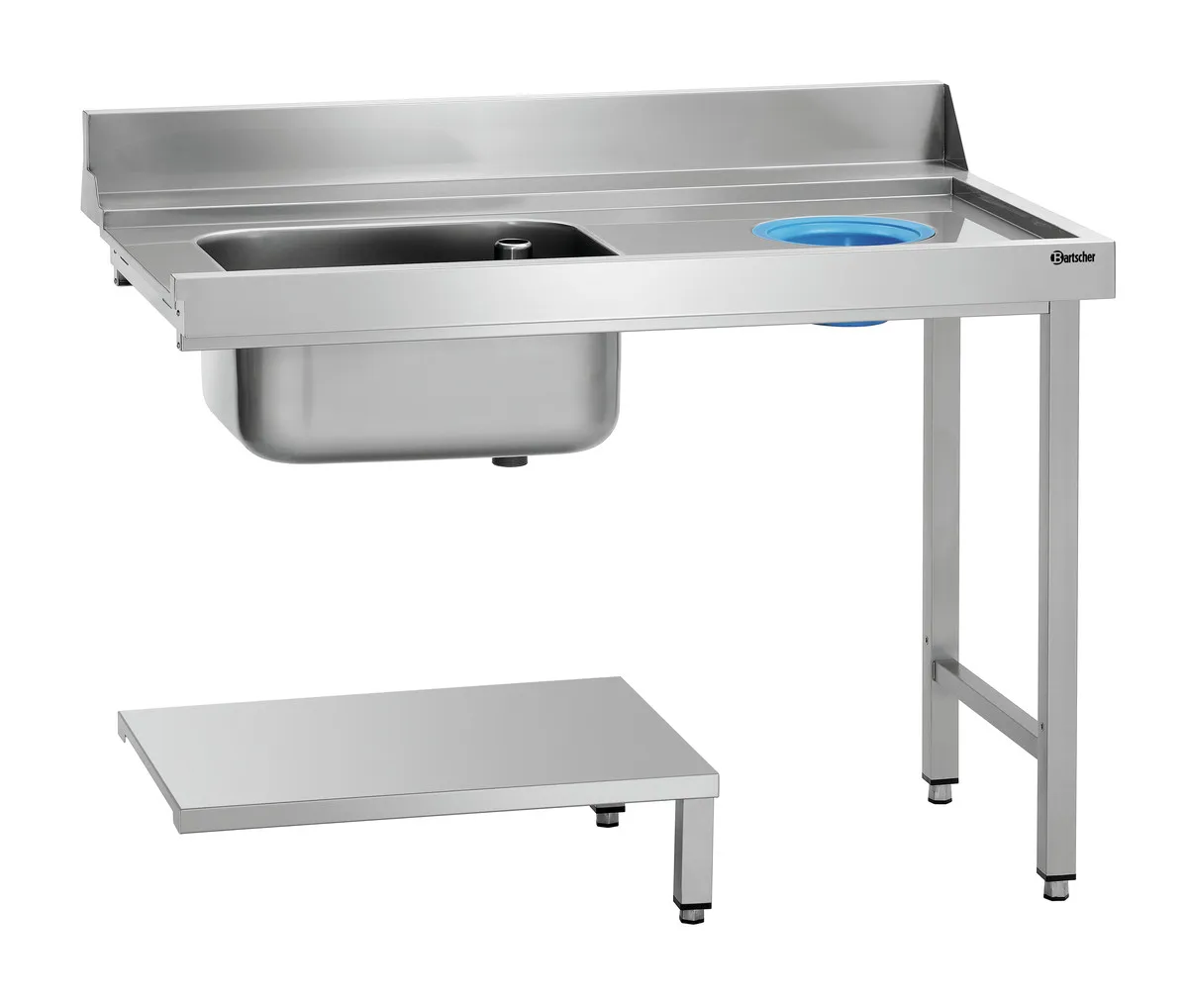 Mesa de Triagem com 1 Recipiente e 1 Buraco Vazio para Resíduos - Direita - L 1200 x P 720 mm