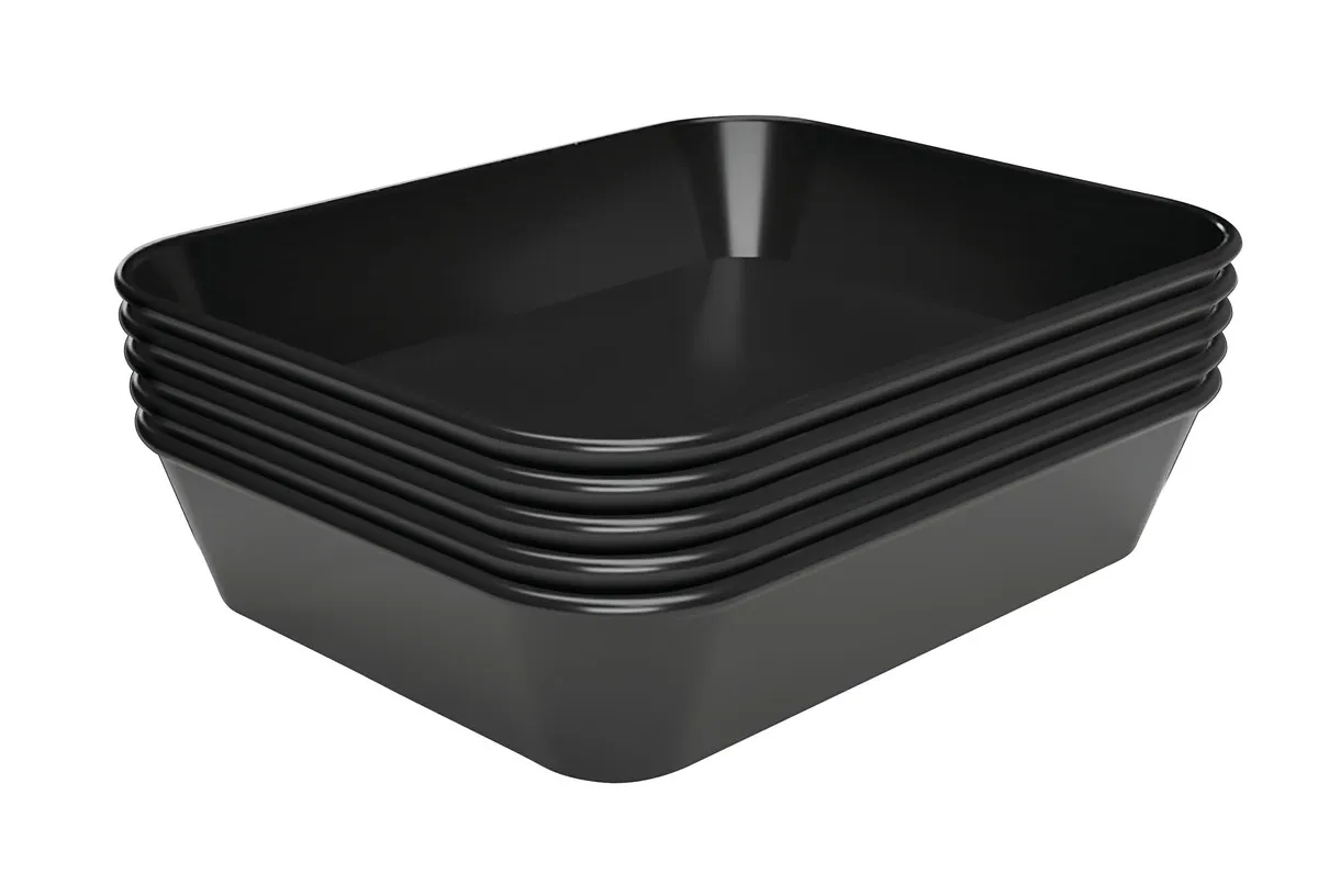 Prato de Apresentação Melamina Preto - L 150 x P 190 x H 40 mm - Lote de 5