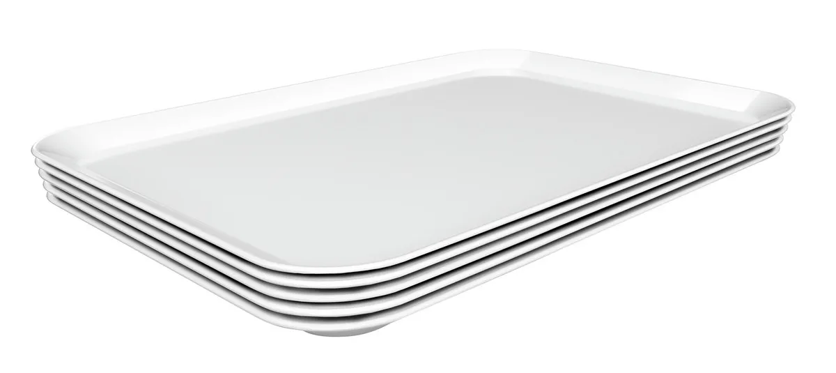 Prato de Apresentação Melamina Branco - L 280 x P 420 x H 17 mm - Lote de 5