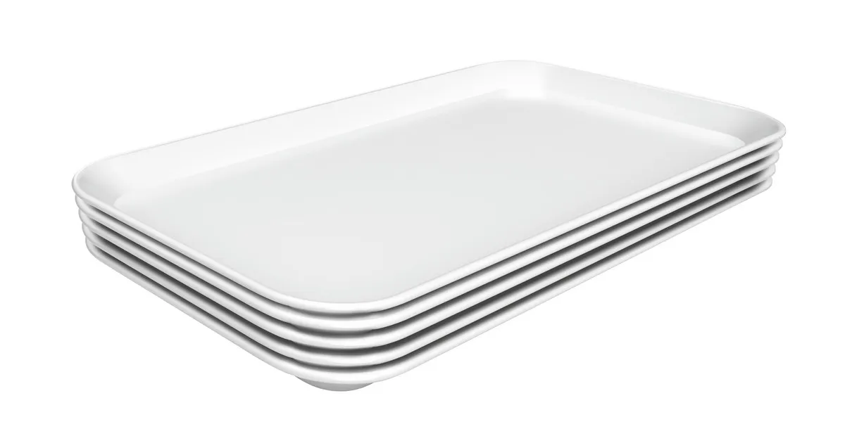 Prato de Apresentação Melamina Branco - L 190 x P 300 x H 17 mm - Lote de 5