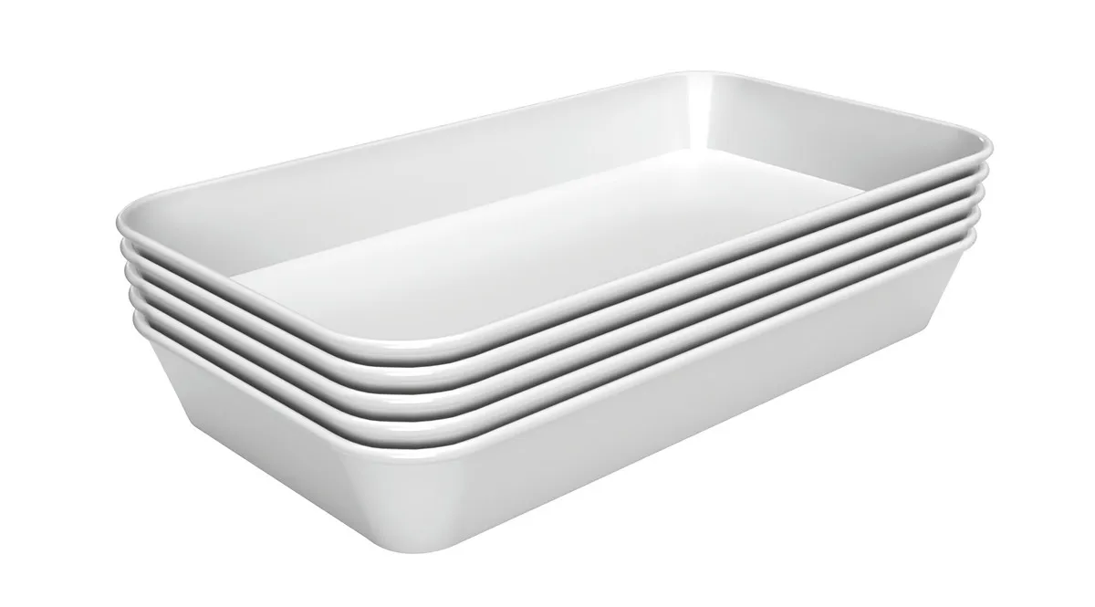 Prato de Apresentação Melamina Branco - L 160 x P 290 x H 17 mm - Lote de 5