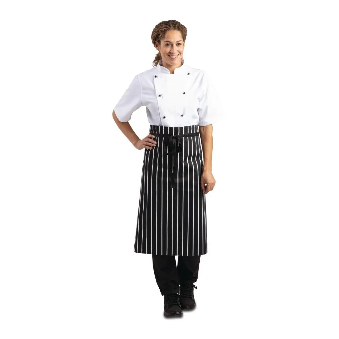 Avental de Cozinha Listrado Branco e Preto - 760 x 970 mm