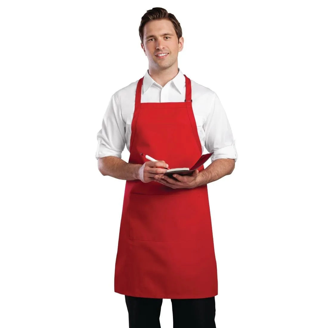 Avental Bavete com Alças Ajustáveis e Duplo Bolso Vermelho - 610 x 860 mm