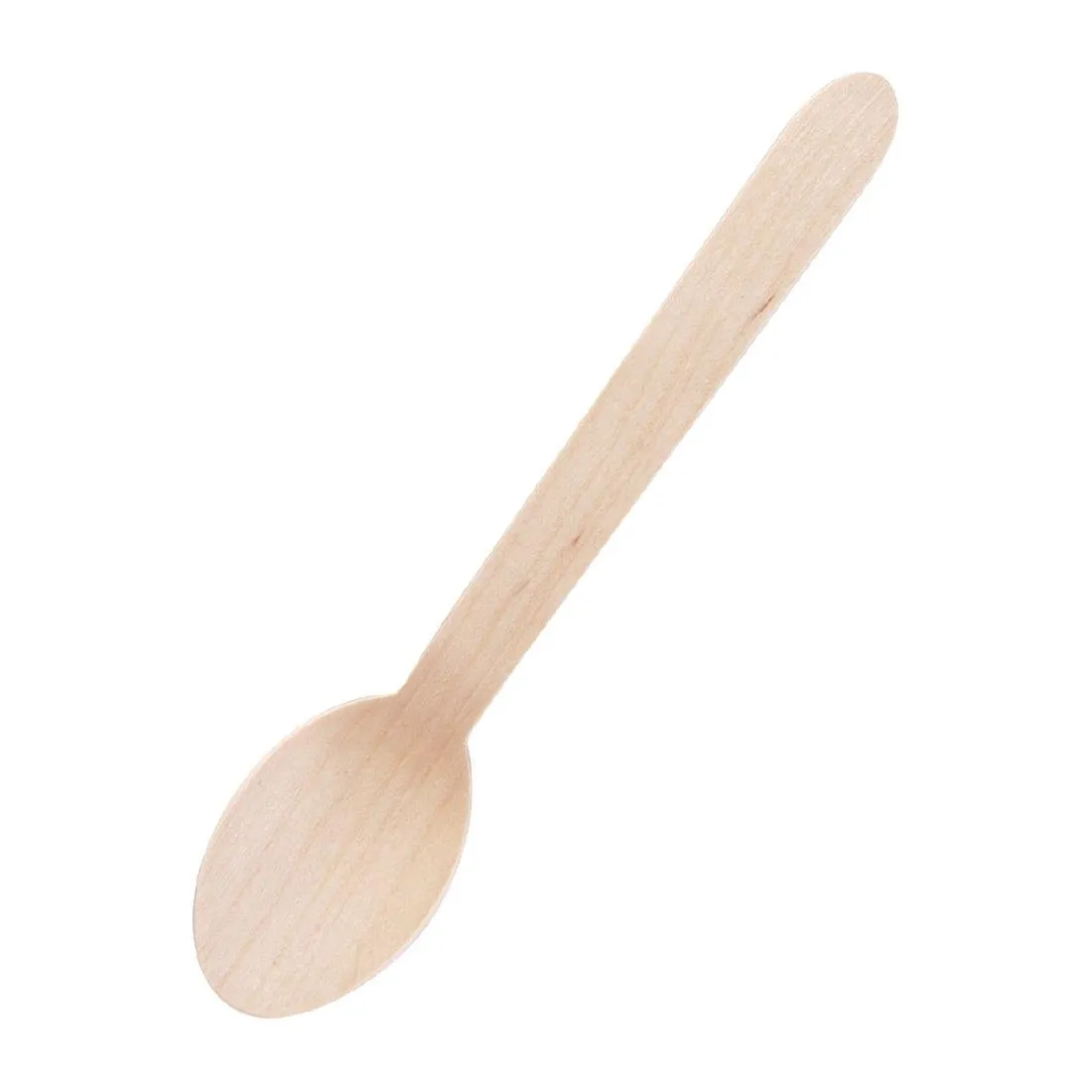 Colher de sobremesa de madeira biodegradável 166 mm - Pacote com 100