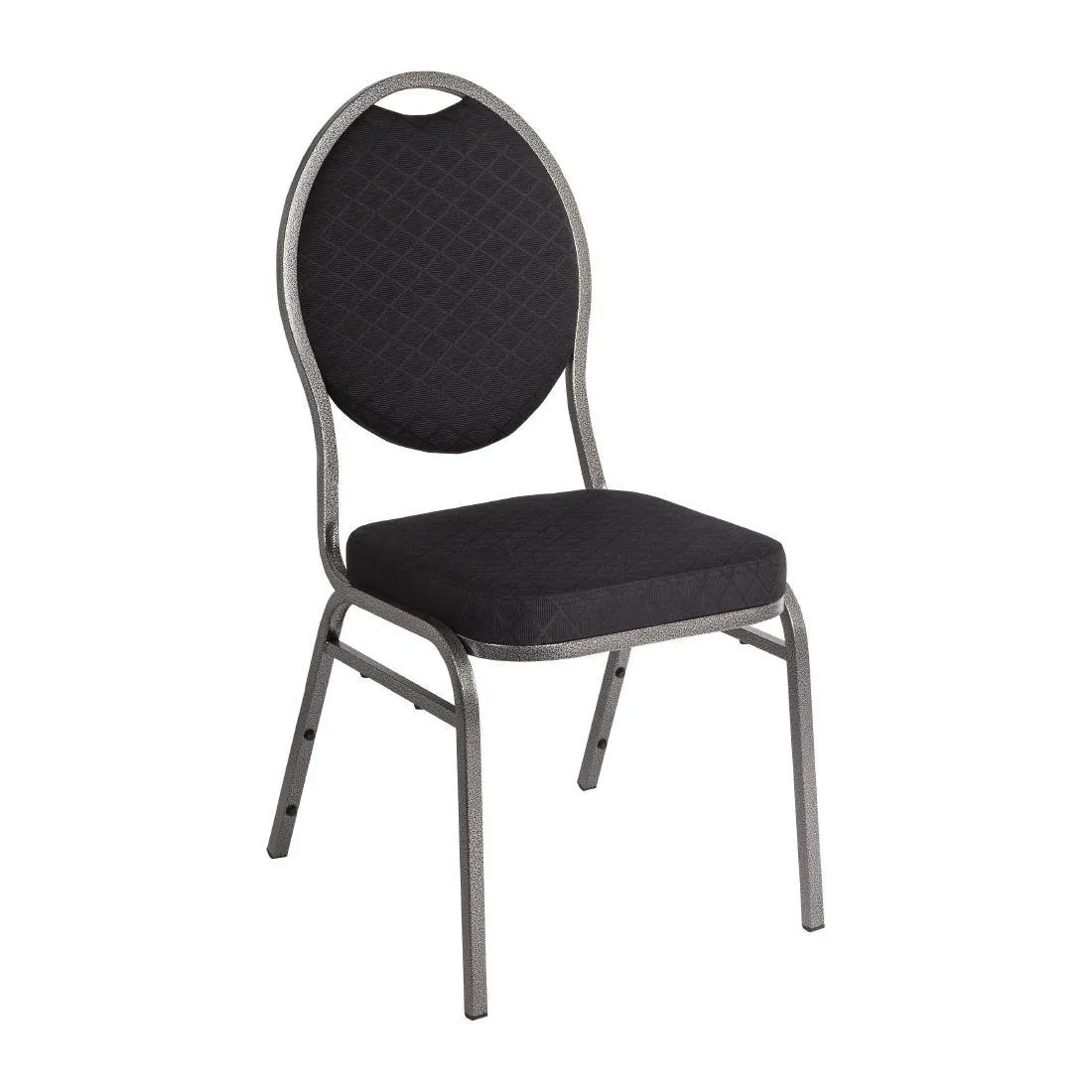 Cadeira de Banquete Preta com Encosto Oval - Conjunto de 4