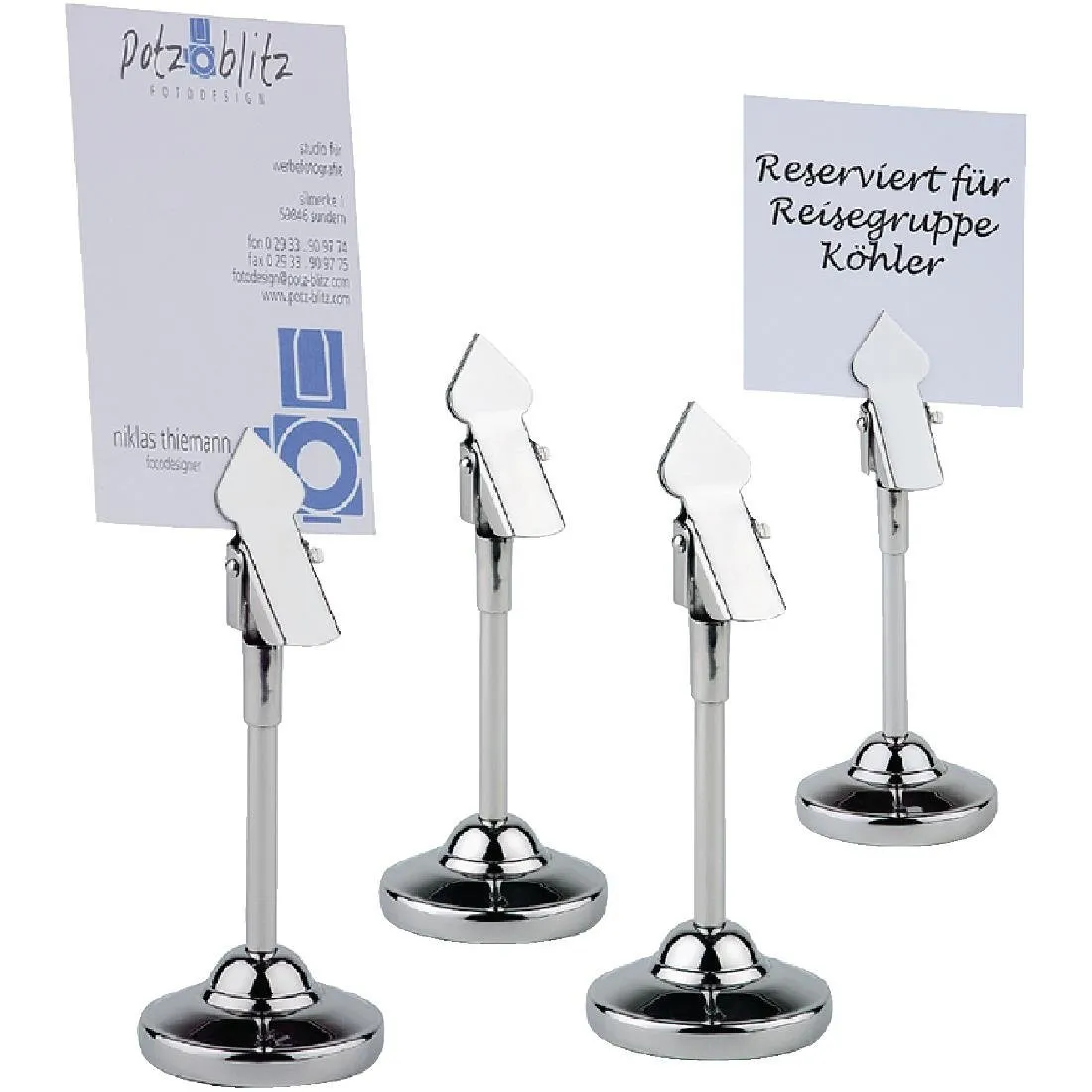 Suporte de pinça em aço inoxidável para números de mesa - Conjunto de 4