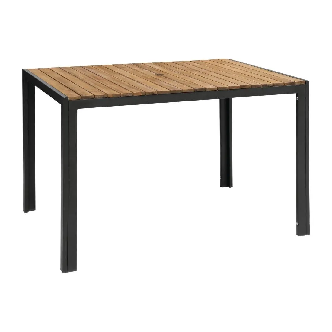 Mesa retangular em aço e acácia - 120 cm