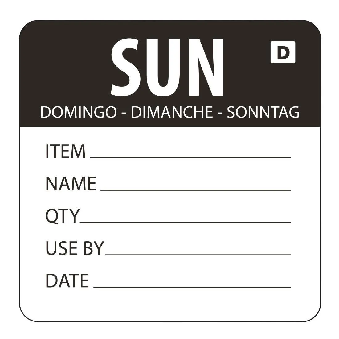 Etiquetas Solúveis Dia da Semana "Domingo" - Rolo de 250