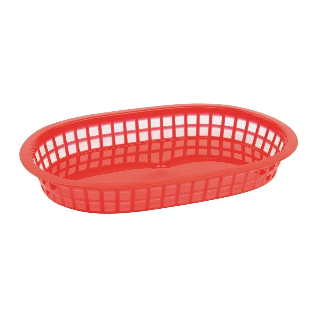 Cesto de alimentos oval em polipropileno vermelho - Conjunto de 6