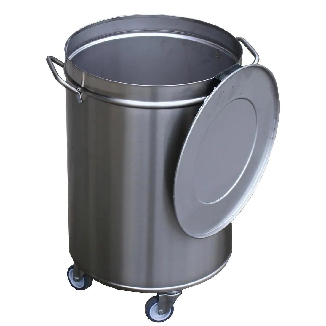 Lixeira em inox com rodas e tampa - 50L