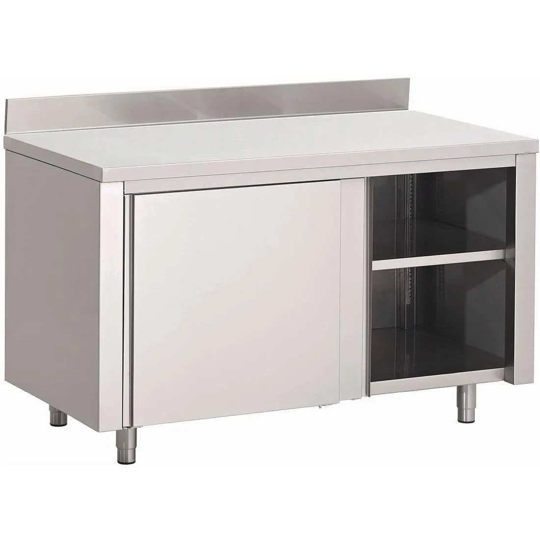 Móvel em inox com portas de correr e painel traseiro - L 1500 x P 700mm
