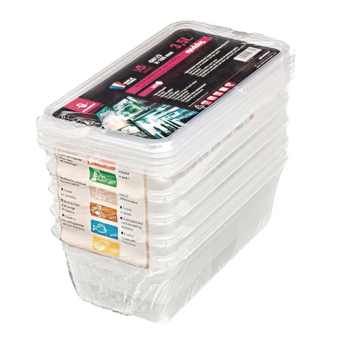 Caixa de armazenamento GN1/3 Modulus de uso intensivo 3,5L - Conjunto de 5