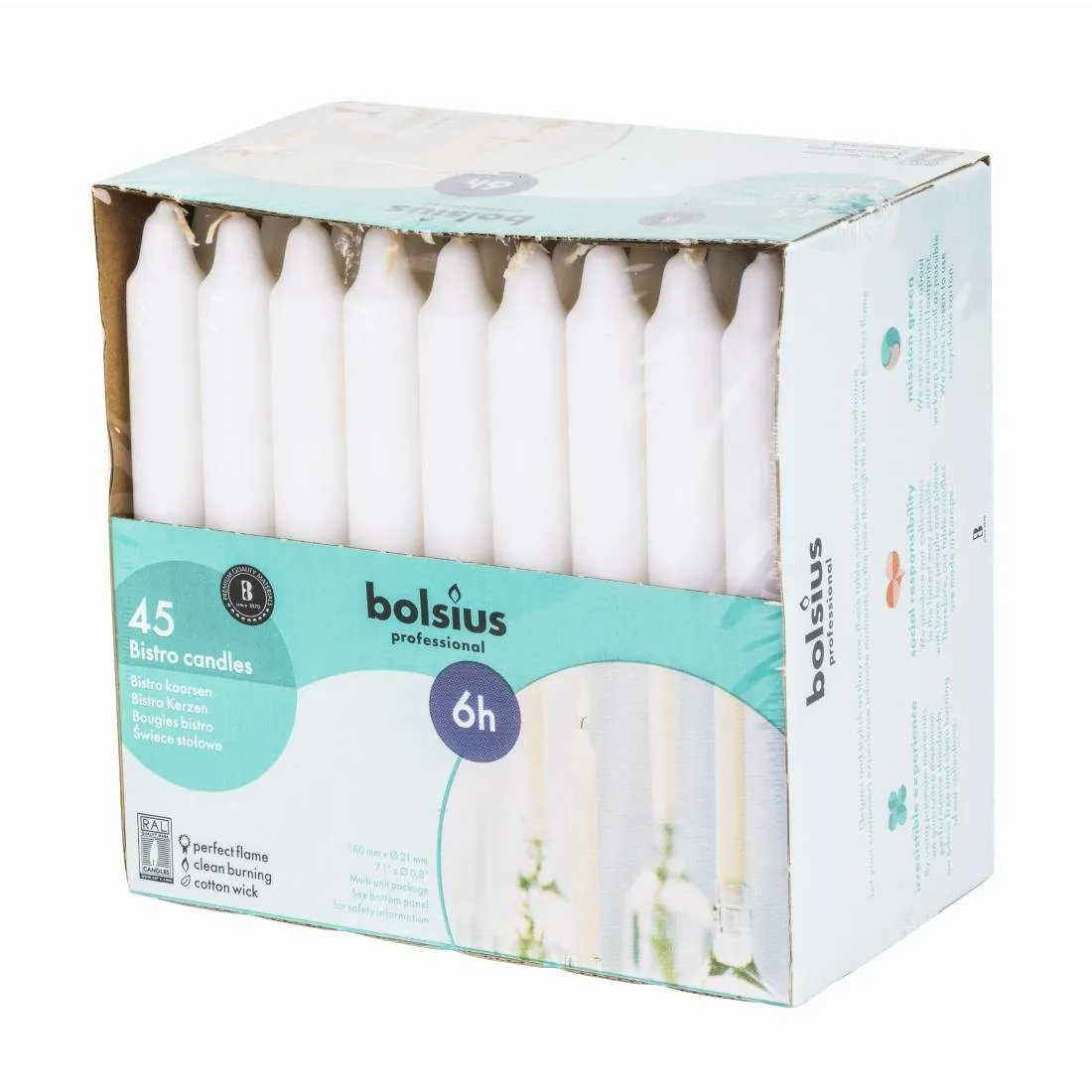 Velas Bistro 177 mm Brancas