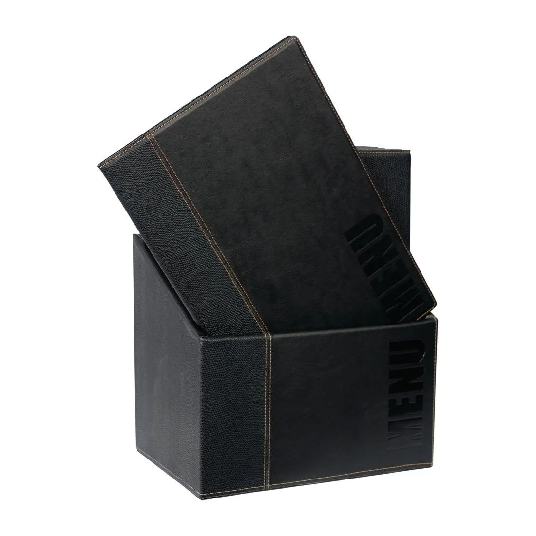 Porta-menu A4 preto com caixa de armazenamento - Conjunto de 20
