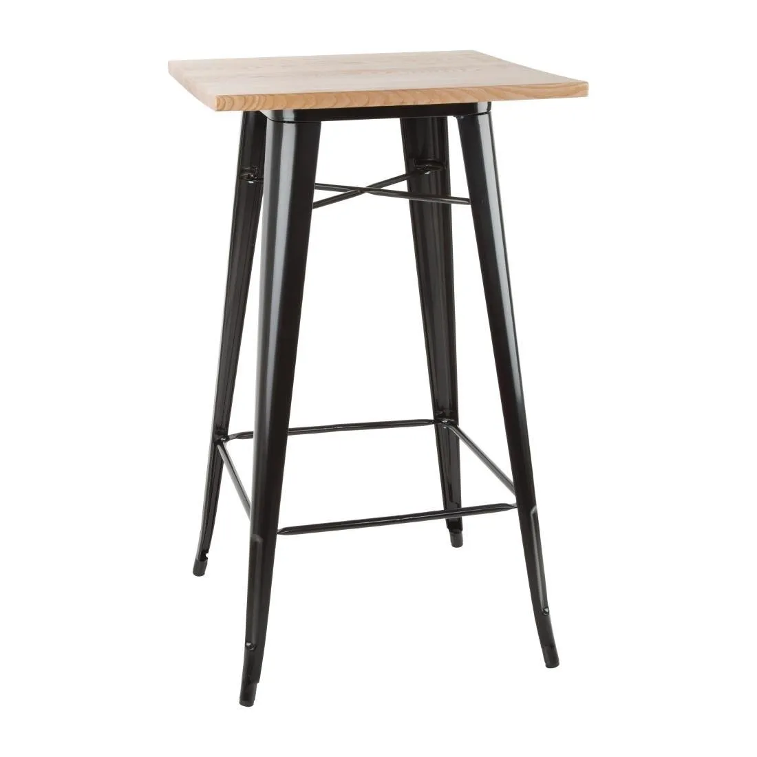 Mesa de Bar Preta com Tampo de Madeira