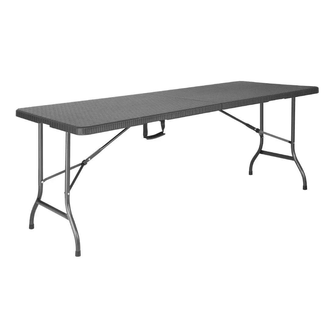 Mesa Dobrável Retangular em Rattan Preto - L 1829 x P 728 mm
